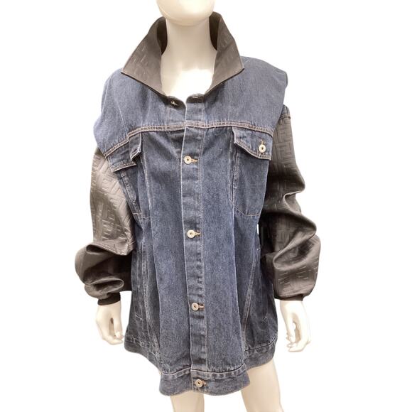 Dapper Dan VTG Authentic 90s Denim Leather Jacket US Size 3X - Picture 3 of 7